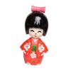 Folk Art Japanese Geisha Doll Wooden Miniature Statue Traditional Oriental Decor for Store Table Dollhouse
