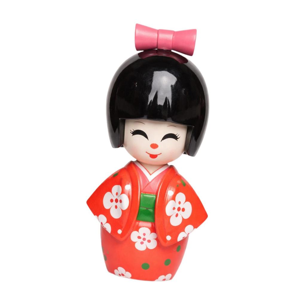 Folk Art Japanese Geisha Doll Wooden Miniature Statue Traditional Oriental Decor for Store Table Dollhouse
