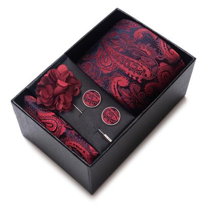 New Tie Men'S Suit Accessories Cufflinks Square Scarf Corsage Tie Premium Suit Gift Box Packaging