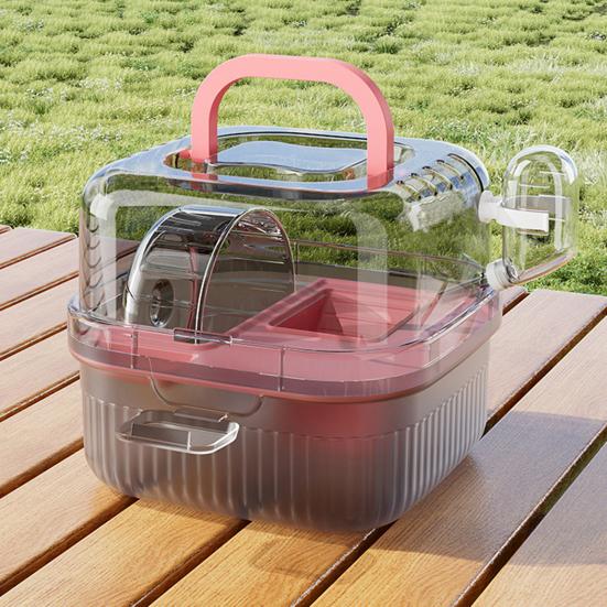 Hamster Cage with Transparent Upper Cover Matte Bottom Design Dual Use Indoor Outdoor Cooling Feature Pet House