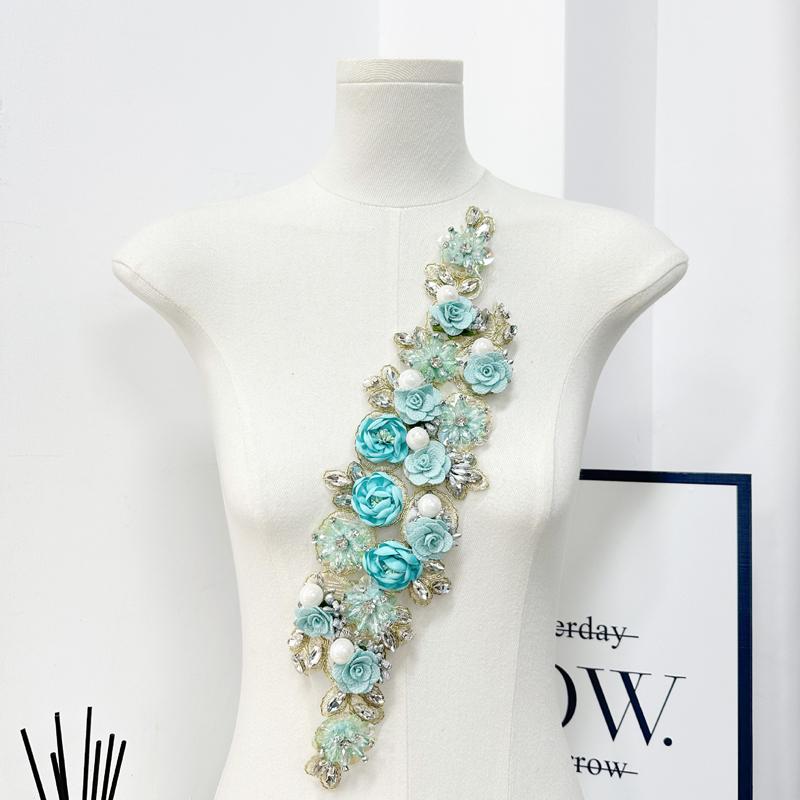 Big Rhinestone 3D Flower Applique for Sewing Clothing Headbands Diy Craft Party Decoration Fabric Trim