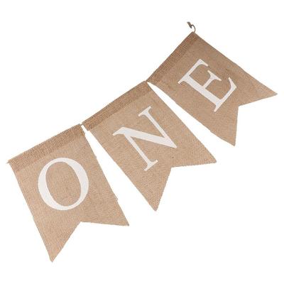 ONE Letter Burlap ONE Garland Festive Paper Chair Flag Banner Hanging Exquisite Baby First Party Decoration Birthday Party