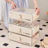 Cream Underwear Storage Box: Divided Drawer Organizer for Bras & Socks, Perfect for Dorms & Wardrobes.