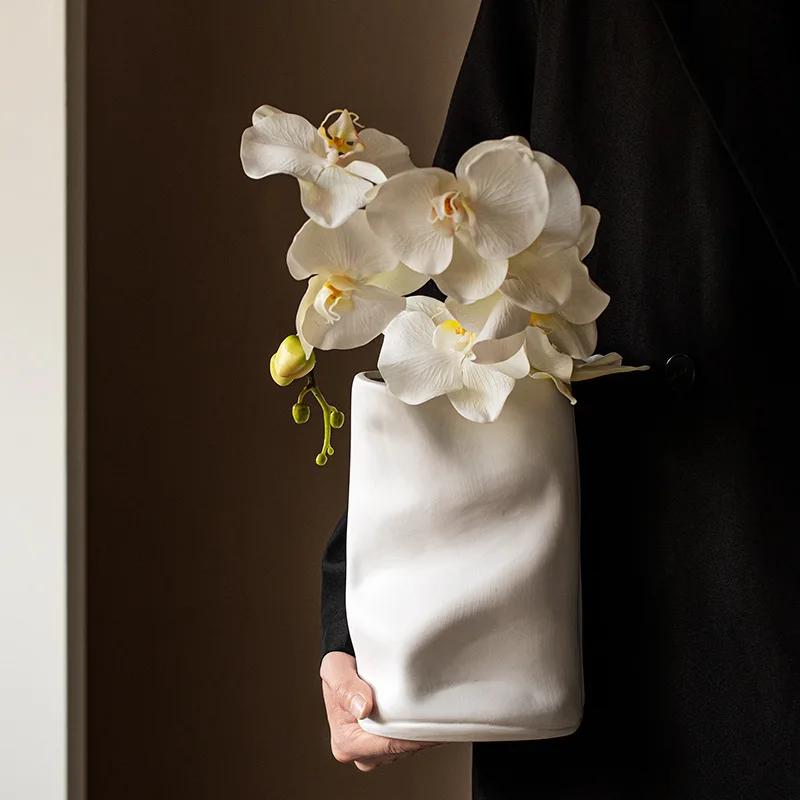 Ceramic Vase Irregular Wrinkles Origami Vase Ceramic Handicrafts Flower Arrangement Accessories Terrarium Home Decoration