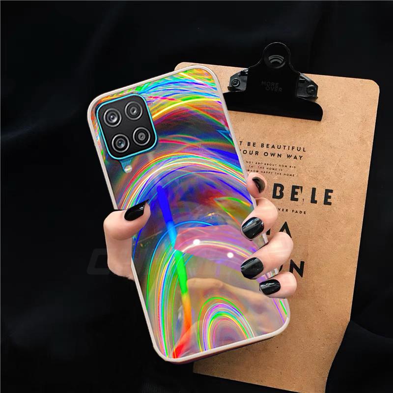 A12 Case On For Samsung Galaxy A12 Cover 6.5'' Bumper Gradient Rainbow Aurora Laser Back Cover For Samsung A12 A 12 A125F SM-A125 Soft TPU Phone Cases
