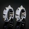 New Hiphop Rivet Small Hoop Earrings for Women Shiny Cubic Zirconia Stylish Female Accessories Silver Color Geometric Jewelry
