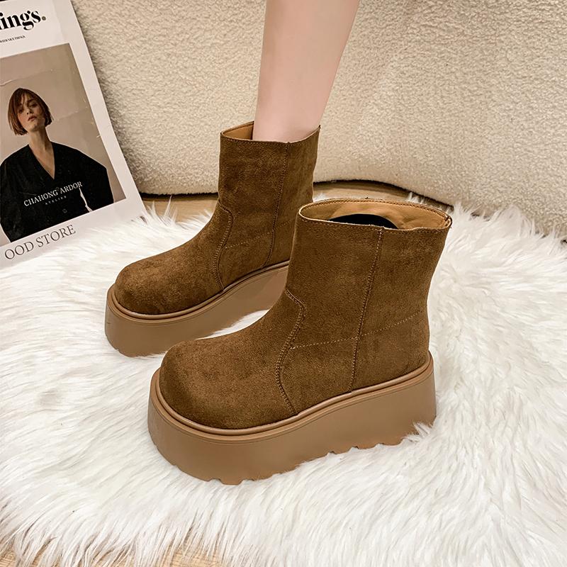 Women Leopard Flats Platform Suede Ankle Snow Boots Fashion Casual Shoes Woman Brand Winter 2025 Trend Cozy Warm Botas Mujer