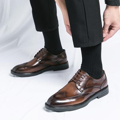 Klassischer Oxford im Brogue-Stil mit Flügelkappe Herren Business-Kleiderschuhe Echtes Leder Schwarz Braun Schnürschuhe Hochzeit Formelle Schuhe für Herren
