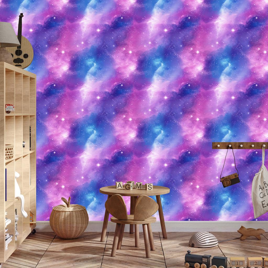 Watercolor Galaxy Wallpaper In Violet, Lavender, Blue and Azure 50x1000