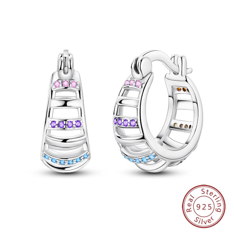 New 925 Sterling Silver Earrings for Women Luxury Rose Gold Color Heart Star Moon Earrings Fine Birthday Wedding Jewelry Gifts