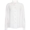 Shop   Women Frill Neck Pearl Button Long Sleeve Tencel Blouse Black Con Wbl 206