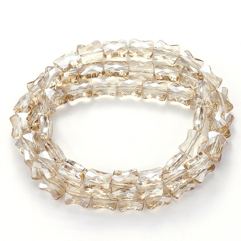 Bamboo Glass Beads AB Color Faceted Flat Curved Waist Column Crystal Loose Spacer Bead for DIY Crafts Earring Bracelet Jewelry