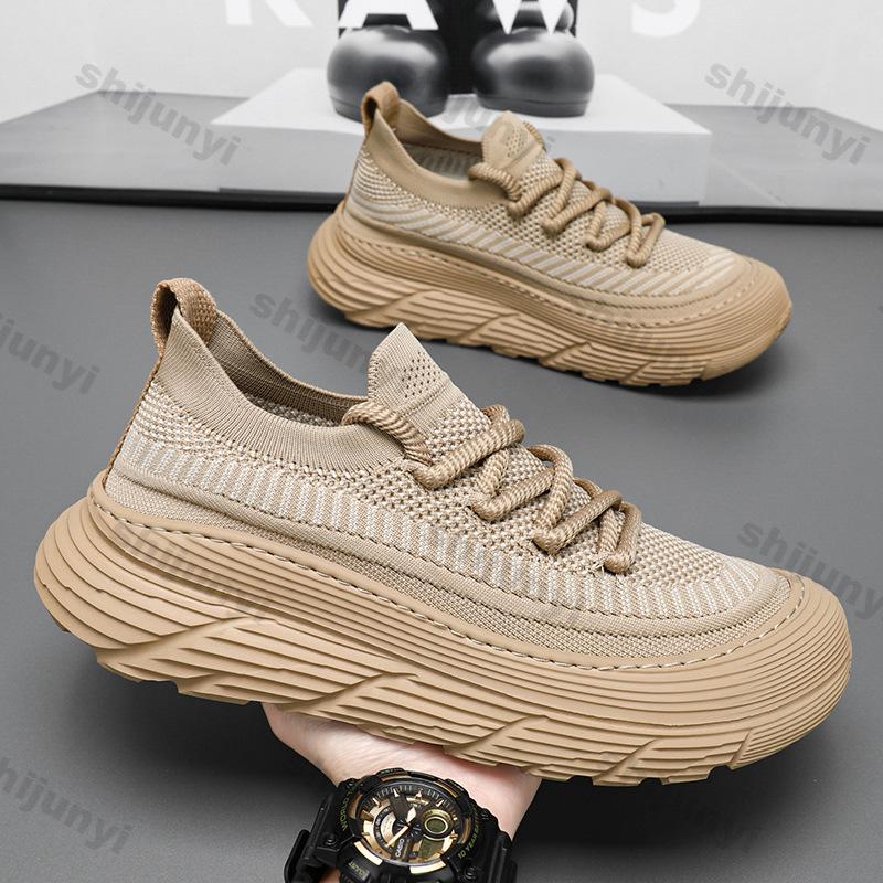 Fashion Men Casual Sneakers Spring Autumn Trendy Breathable Soft Male Sports Shoes Fashion Solid Woven Mesh Running Slip-on Sports Shoes