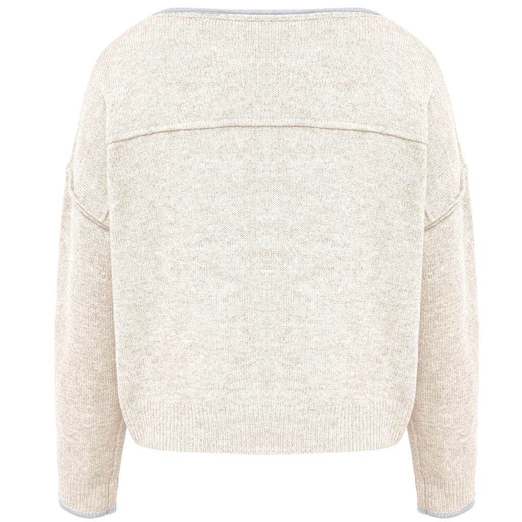 Women's Round Neck Colorblock Knitted Loose Versatile Pullover Sweater