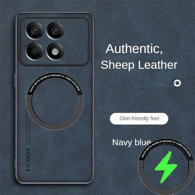 Luxury Business Sheepskin Case For POCO X7 Pro X6/F6/M6 Pro 4G 5G C75 C65 C61 Xiaomi 15 Pro 14/T Pro Ultra Magnetic Charge Case