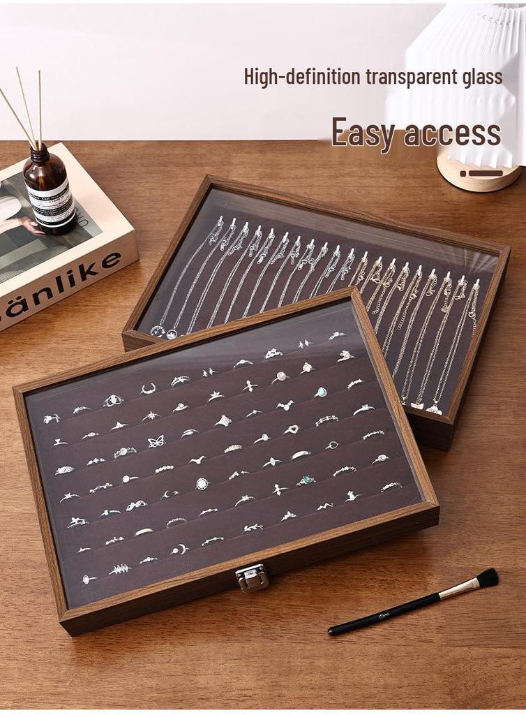 Walnut Wood Large Jewelry Box - Anti-Oxidation Storage for Rings, Earrings, Necklaces, and Bracelets