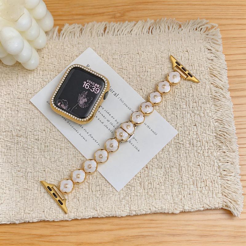 Compatible Bands for Apple S11, iWatch 109876SE, Huawei GT6, Xiaomi 9PRO - Round Bean Drip Glue, Small Flower Design