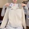 Women's Korean-Style Lapel Long Sleeve T-Shirt with Patchwork, New Spring/Autumn Release, Faux Two-Piece Design