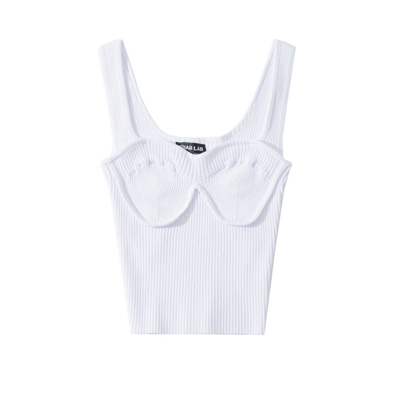 Za2025 Summer New Women clothes Versatile Slim fit Slimming Sexy Backless Square Collar Three-Dimensional Texture Knit vest