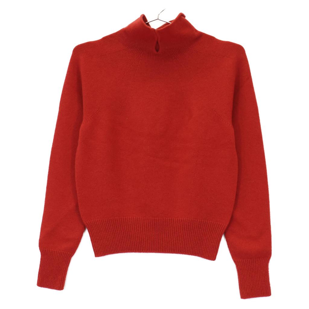 Chanel Red 00A P16084V00791 Cashmere High Neck Knit Tops 38 RedUsed