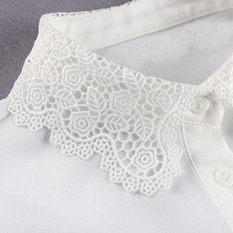 Summer Versatile Fake Collar Shirt Chiffon Flower Embroidery Craft Fake Collar Women'S Shirt Collar Accessories
