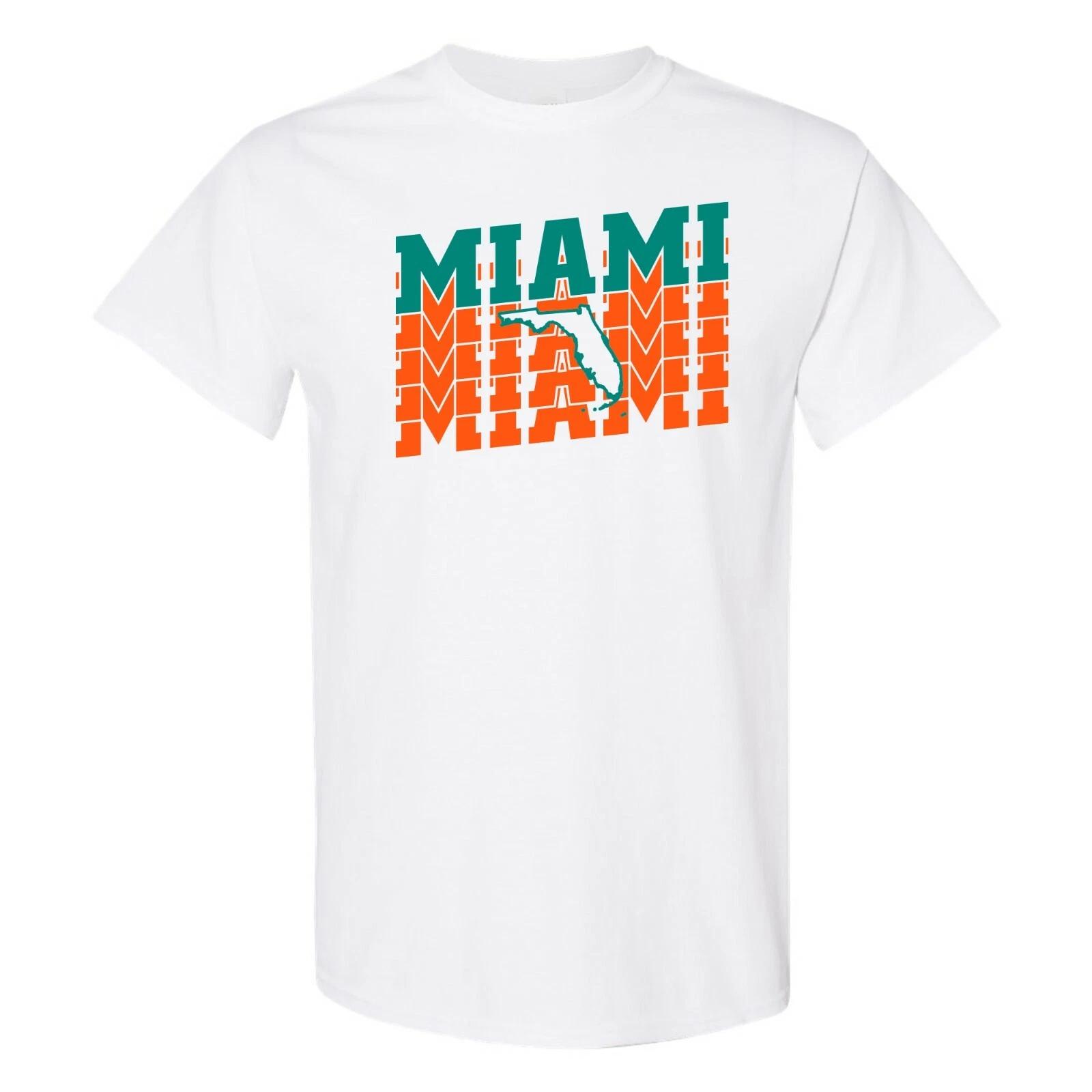 Miami Retro Repeat - Sport Football Short Sleeve T Shirt - White L