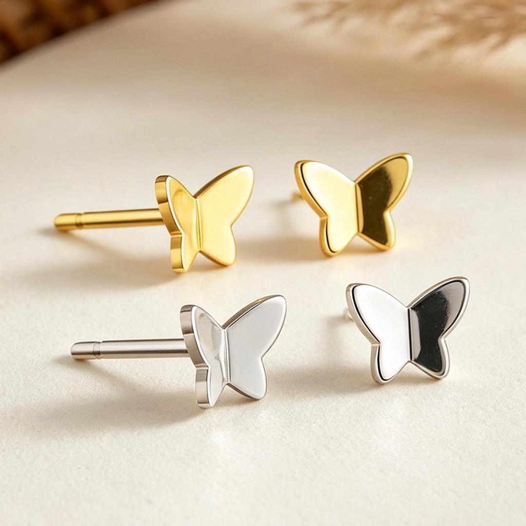 European S925 Sterling Silver Butterfly Stud Earrings - Simple, Exquisite, and Versatile INS Style Jewelry
