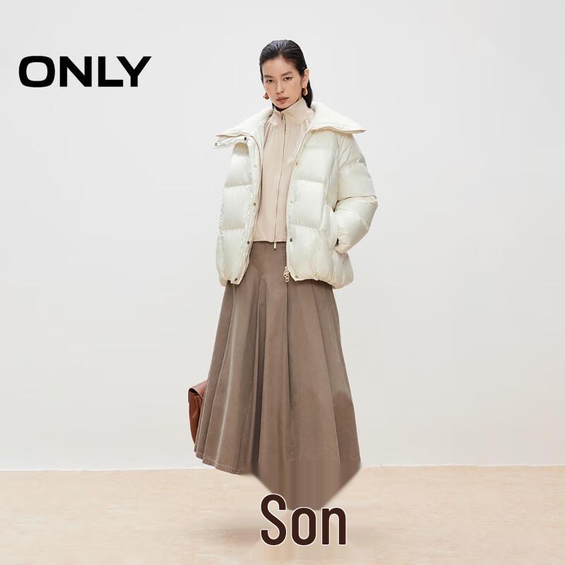 ONLY 2025 Winter Women's 90% White Duck Down Ribbed Lapel Loose Down Jacket