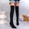 Fashion Women's Slim Heel Boots Winter New Mesh Cloth Breathable Over The Knee Anti-slip Wear-resistant Elastic Boots