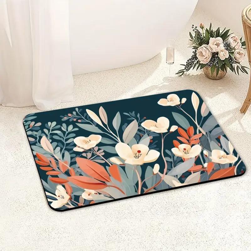 Colorful Flower Print Door Front Mat Decoration Home Bathroom Mat