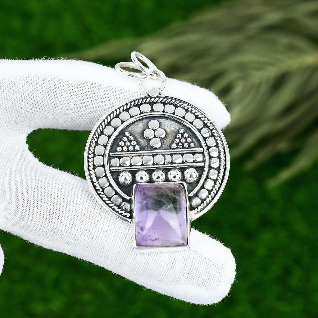 Memorial Day Sale Star Amethyst Gemstone Anniversary Pendant Jewelry 925 Silver
