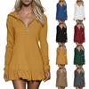 Ladies' Color Casual Loose Fashion Elegant Long Sleeved Dress