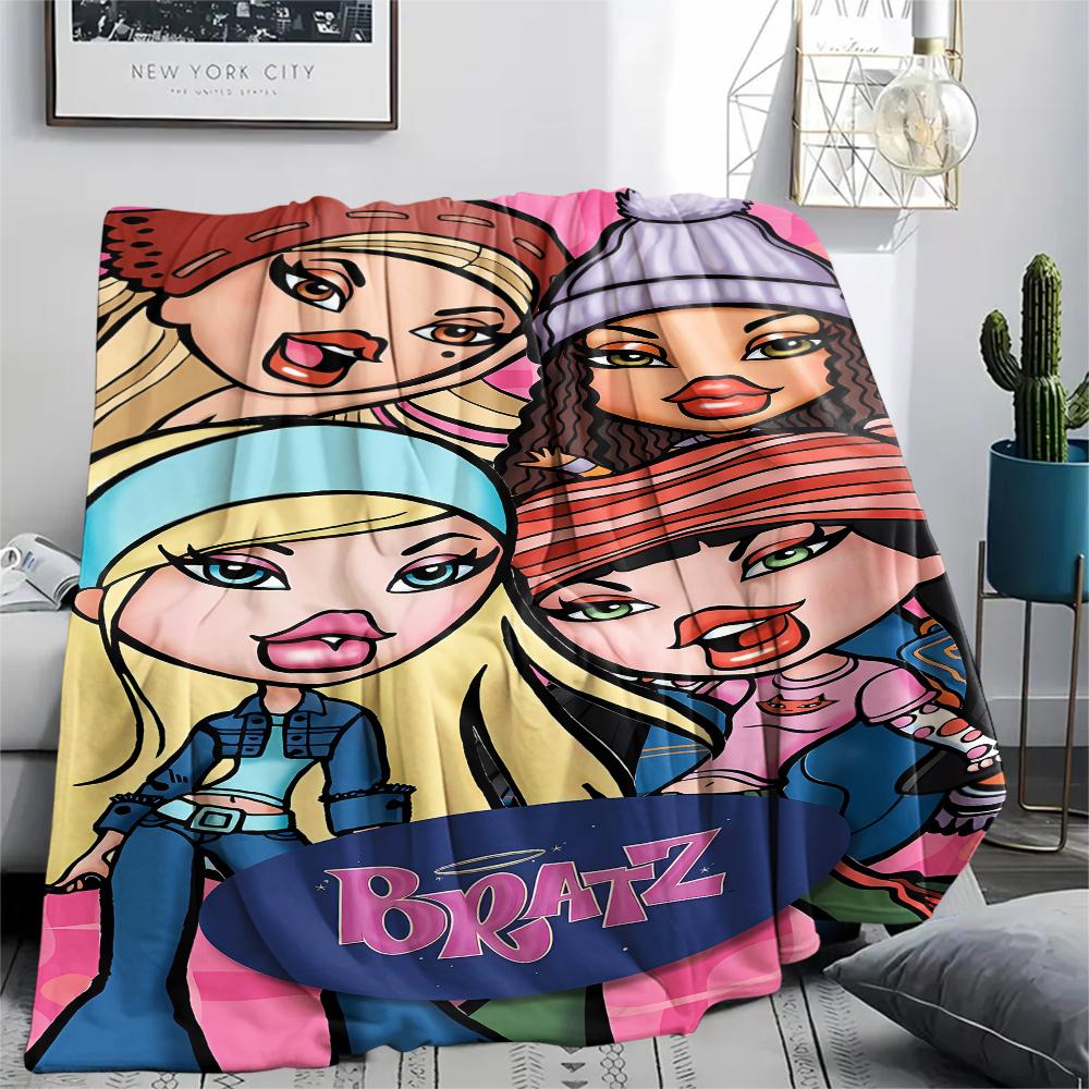 1pz Coperta di Flanella con Stampa Bratz, Alta Qualità per Tutte le Stagioni, Arredamento per la Casa, Calore e Comfort, Perfetta per Regali di Natale