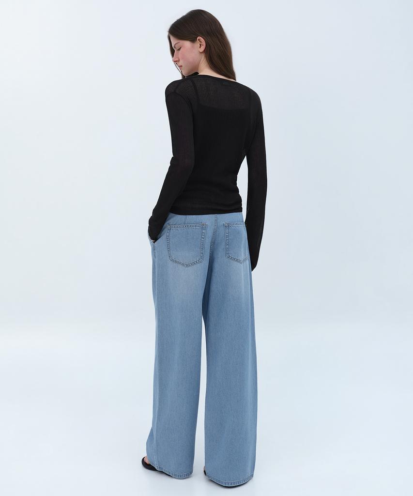MUSINSA STANDARD WOMAN Women'S Tencel One-Pleat Extra Wide Denim Pants [Sky Blue]