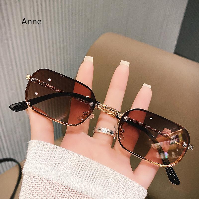Rectangle Rimless Sunglasses Women Fashion Candy Color Square Sunglasses Men Lady  Designer Black Shades Glasses Gafas