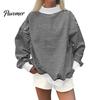Sporty Workout Tops Women Mock Neck Striped Sweatshirt, Oversized Long Sleeve Pullover Top for Fall, Casual Half Turtleneck Shirt with Ribbed Cuffs
