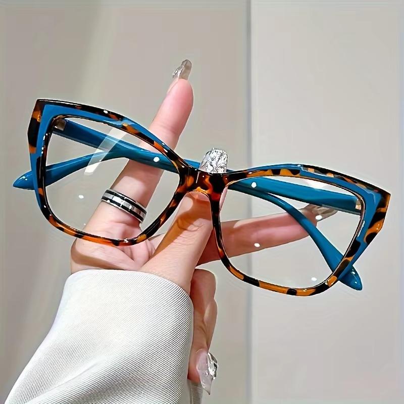 Elegant cat eye reading glasses for women-fashionable color block design anti-blue light 1.0 to 4.0 strength