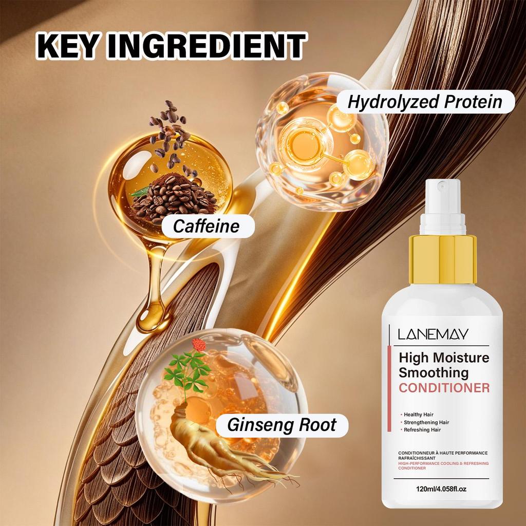 Smoothing Conditioner Spray-Promotes Healthy Hair-Strengthens Hair Strands-Refreshes Hair-Suitable For All Hair Types, 120ml