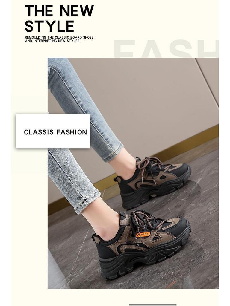 Women's Genuine Leather Waterproof Non-Slip Running Shoes - Dad Style, Soft Sole, Autumn Collection, Small Feet Fit.