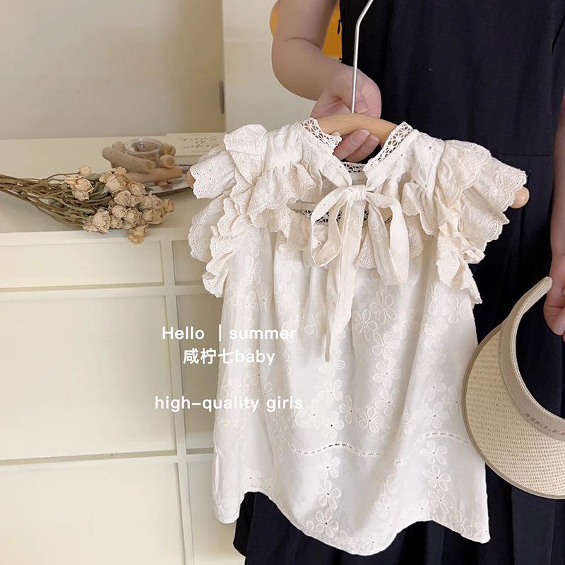 Korean Girls Lace Bow Sleeveless Dress Summer Princess Baby Beach Sundress 100