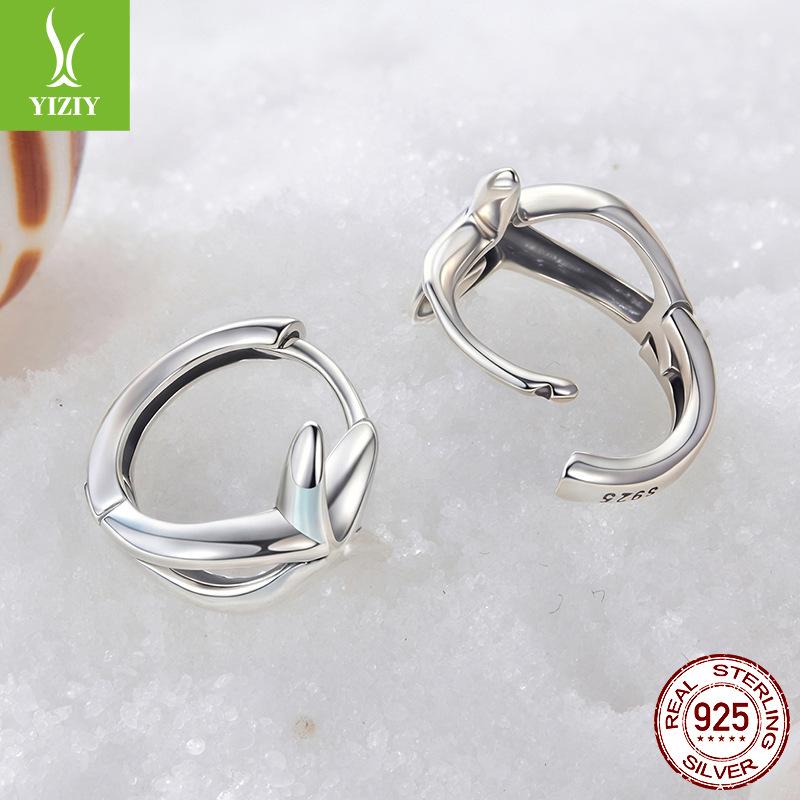 S925 Starfish Ear Buckle Earrings, Cross-Border Simple Metal Texture Sterling Silver Star Earrings Earrings.