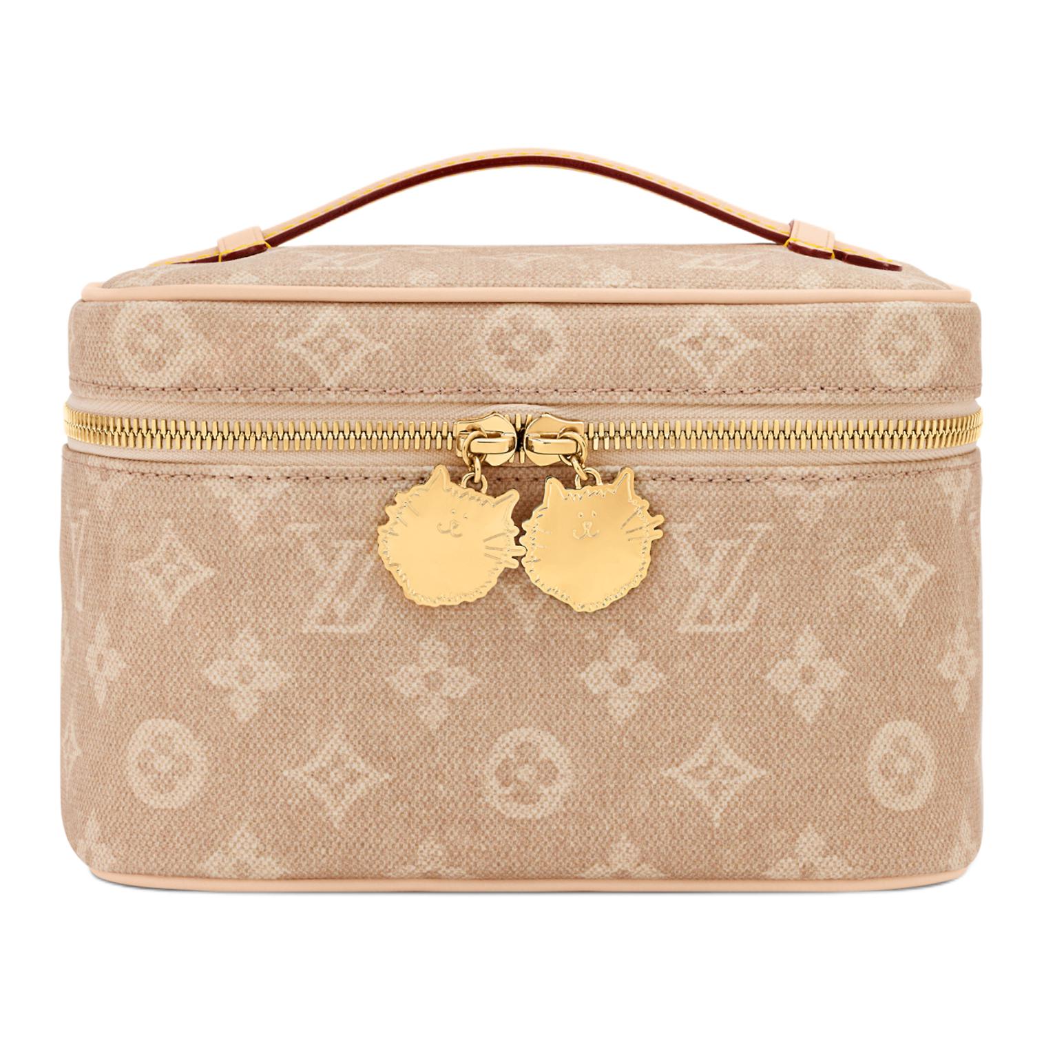 

Louis Vuitton X Грейс Коддингтон Catogram Meowgram Мини-косметичка из покрытого канваса Женская косметичка Бежевый M15170 Gift Set(Basic Set+Box+Shopping Bag)