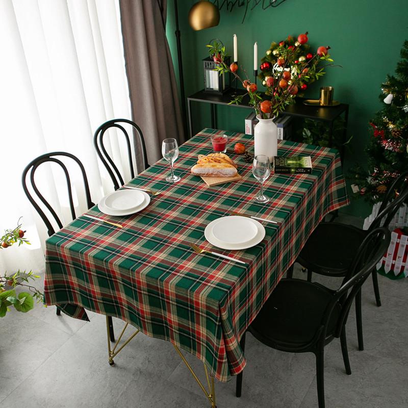 Lexuanxiu Nordic INS Rectangular Plaid Christmas Party Tablecloth