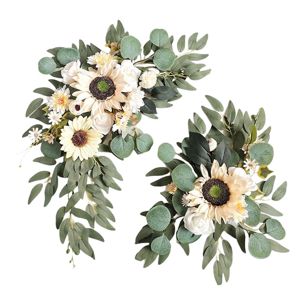 2x Künstlicher Kranz Schmuck Foto Requisiten Dekoration Handgemachte Kunst Deko DIY Szene Layout Hochzeitsbogen Blume für Innenfenster
