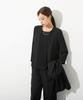 Nissen Black Formal Collarless Jacket and Wide Pants Suit Pleated Blouse Wide Available In Plus Size 4L Women's Mourning/Formal Wear, Washable,