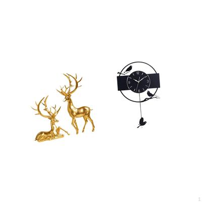Elegant Resin Deer And Bird Art Sculpture Clock Collection for Living Room Kitchen Study Countertop