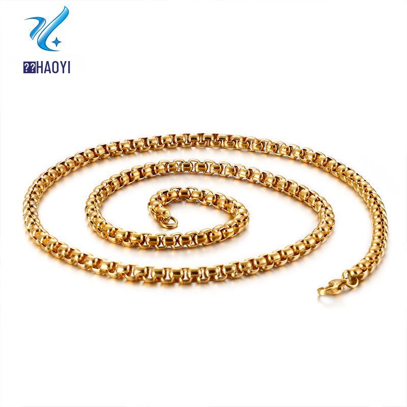

Haoyi Men s Square Pearl Chain Stainless Steel Necklace 45cm