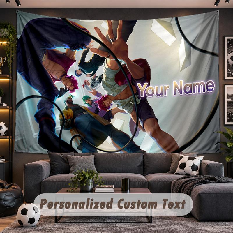 League of Legends Personalized Tapestry Support Custom Name, Wall Art Home Decoration
