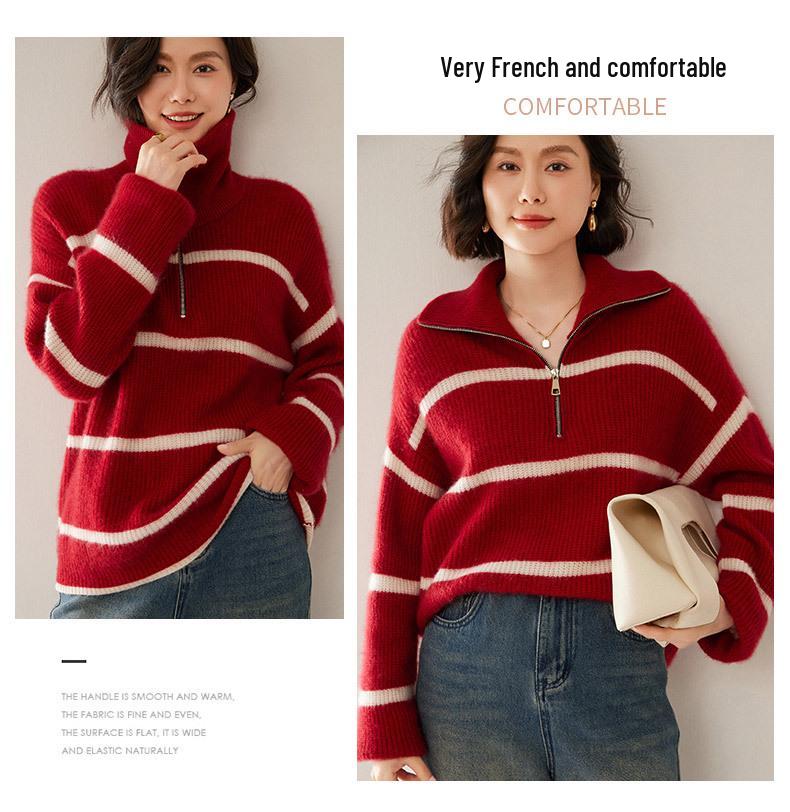 Women's Thickened Cashmere POLO Sweater - Light Luxury, Soft Knit, Loose Fit for Autumn/Winter