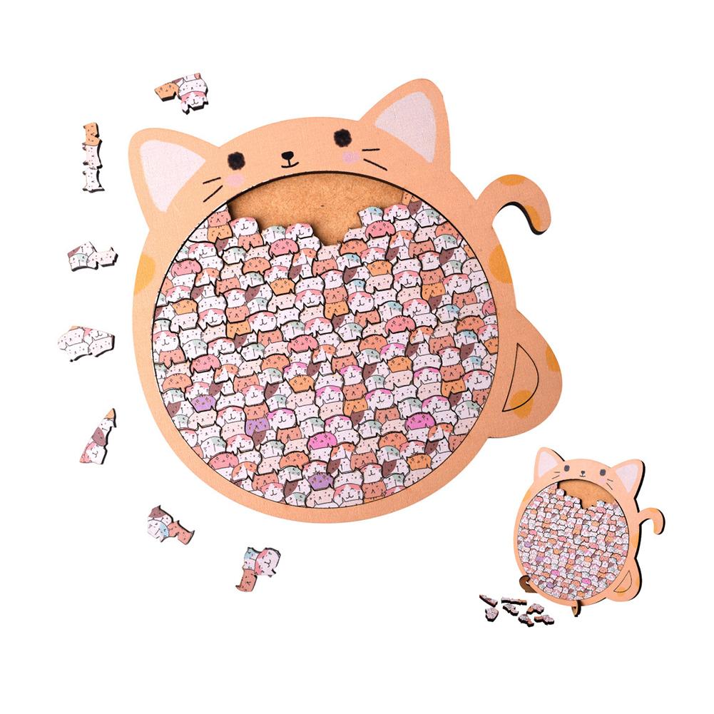 Animal Wooden Cat Jigsaw Puzzle High Difficulty Wooden Irregular Puzzle Fun Children Toys Creative Halloween Decor Gifts